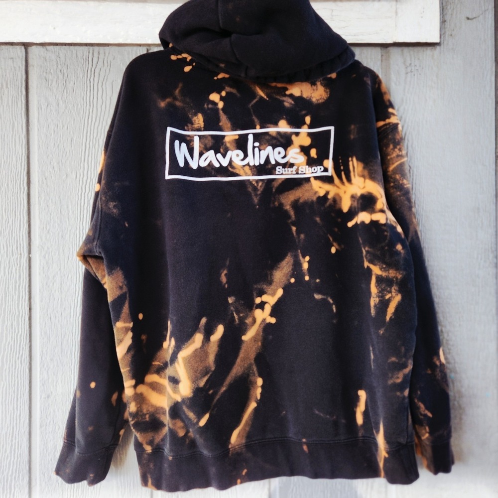 Independent Trading Co X Wavelines Surf Shop Mens L Hoodie Bleach Splashed